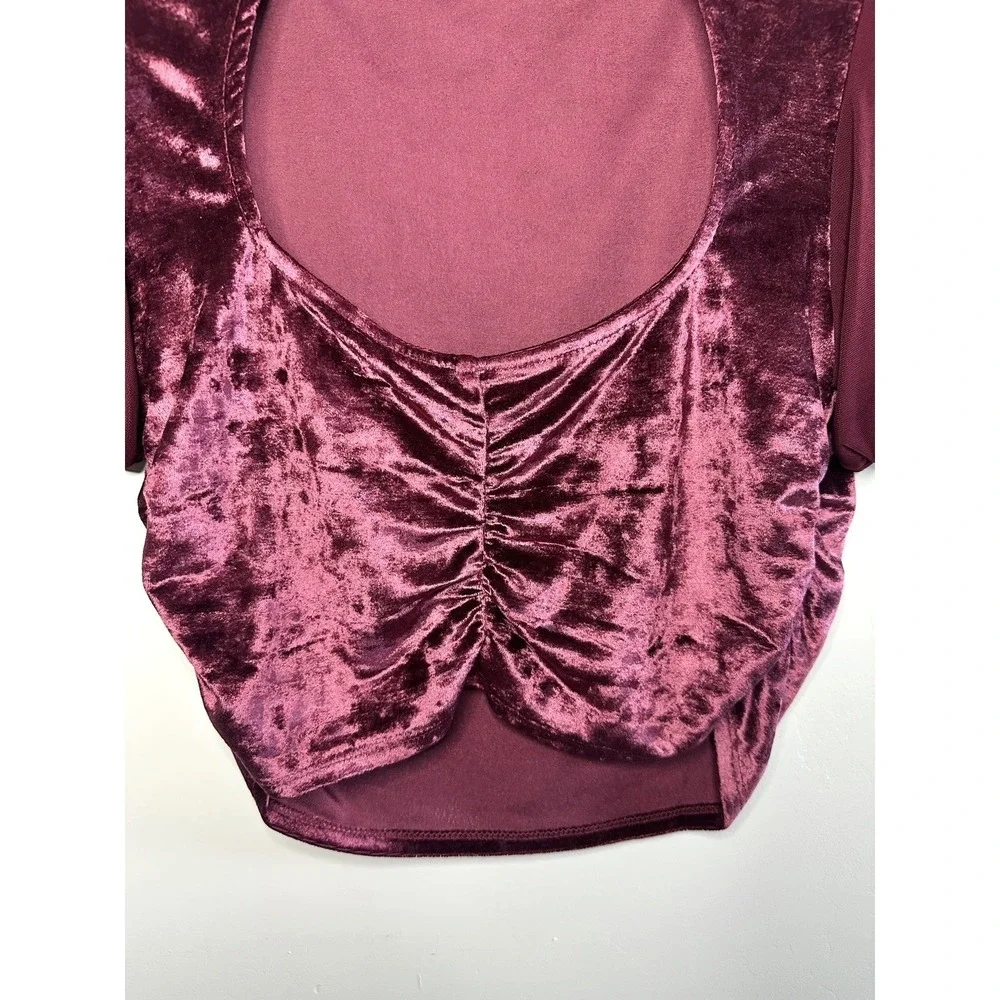 Free People Intimately Velvet Blouse Puff Sleeve Size M Romantic Coquette Whimsy